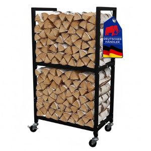 PROREGAL Kaminholzregal Phoenix, mit 2 Ablagen & Rollen, für innen & außen, aus Metall, 68 x 82 x 44 cm