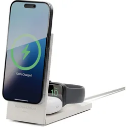 Native Union Rise 3-in-1 INT Qi2 Wireless Charger Qi2 15W für drei MagSafe-Geräte (15 W), Wireless Charger, Grau, Silber