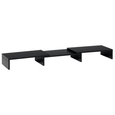 STILVORA Monitorständer 80x24x10 cm Schwarz verstellbar schwenkbar für zwei Monitore mit 3 Ablagefächern aus Holz für ergonomischen Arbeitsplatz