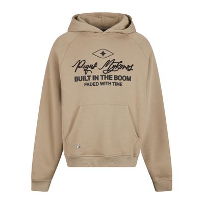 Kapuzensweatshirt PEQUS "PEQUS PEQUS Built in the Boom Logo Hoodie", Damen, Gr. S, beige (aluminium), 100% Baumwolle, bedruckt, Rundhals, Sweatshirts