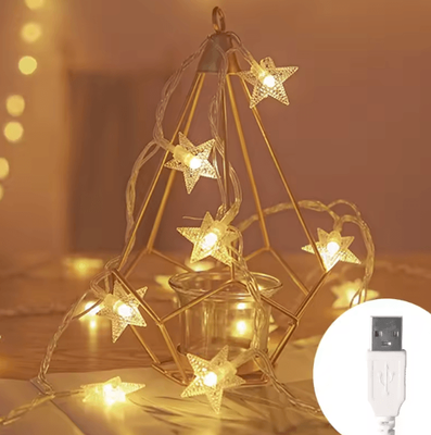 Inspire Curations LED Star Fairy String Lights Outdoor Decorative Garland Lights warm White Usb 3m 20 Led