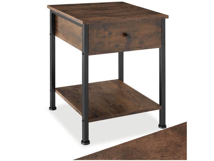 Nachttisch Bradford 40x40x55,5cm - Industrial Holz dunkel, rustikal