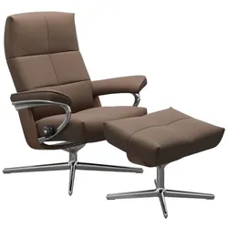 Stressless Sessel mit Hocker David Cross Leder Braun Batick Mole L (Large)