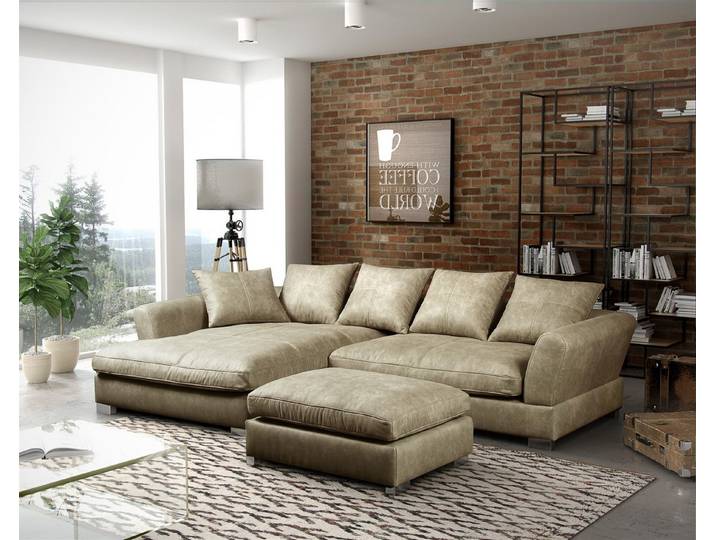 Fun Möbel Ecksofa Sofa inkl. Hocker TIZIAN Wildleder Preston, Ecksofa inkl. Hocker