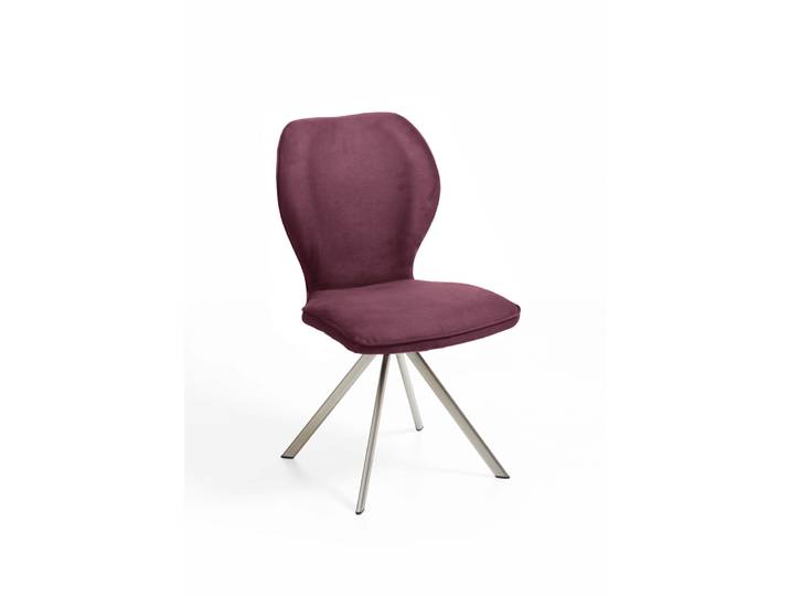 Design-Stuhl, Edelstahl & Polyester, Lila, 49,5×60×92 cm, Ergonomisch, Modern, Niehoff-Sitzmöbel