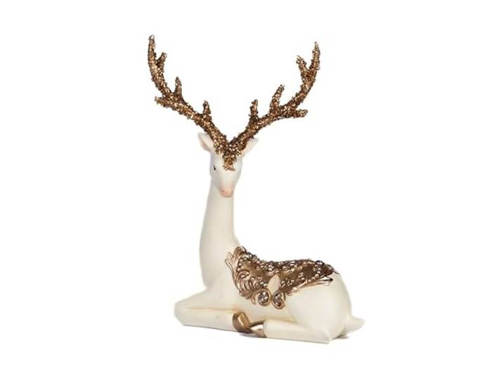 Goodwill Hert met zadel crème-goud H 19,5 cm