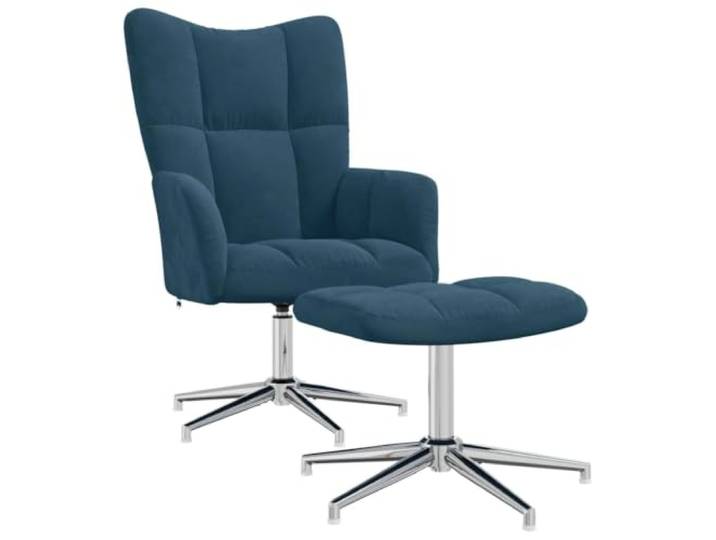 Heofavd Relaxsessel mit Hocker Blau Samt 360 Grad Drehbarer Polstersessel