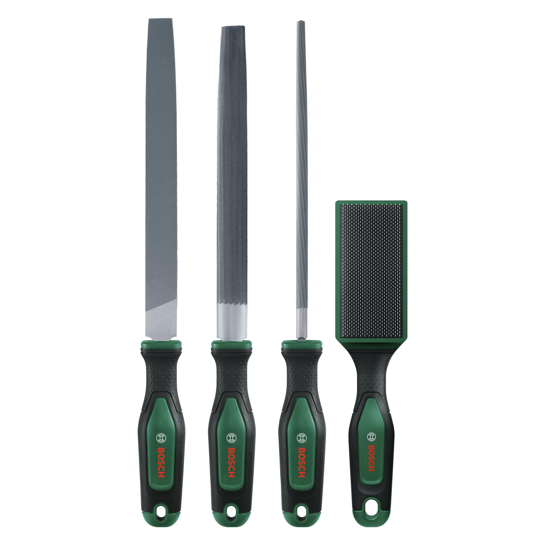 Bosch Zubehör Feilen Set 200mm/8" mit Feilenbürste, 4-tlg. (Hieb 2, 330 mm) (1600A034GM)