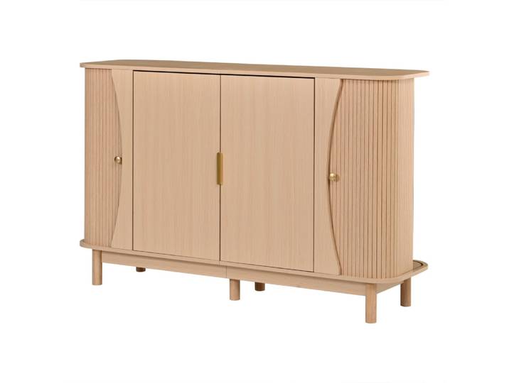 Buffet effet bois clair 2 portes battantes et 2 portes coulissantes