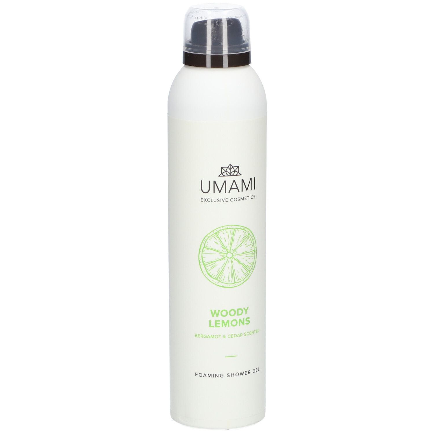 Umami Woody Lemons Foaming Shower Gel Bergamot & Ceder 200 ml Schaum