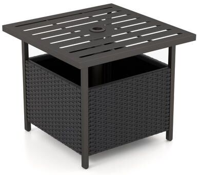 Costway Outdoor Patio Rattan Wicker Steel Side Deck Table-Black
