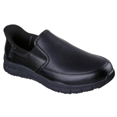 Berufsschuh SKECHERS "NAMPA-BROXTIN" Gr. 45, schwarz, 45, Leder, Schuhe, Slip-on Sneaker, Schlupfschuh für Gastronomie und Pflege