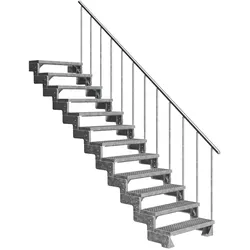 Dolle Außentreppe Gardentop 270-330cm Geschosshöhe mit Gitterrost 80cm breit mit Geländer