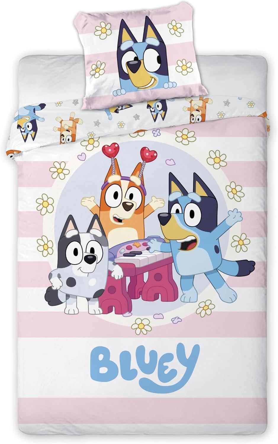 Moose Babybeddengoed set Bluey, Bingo & Muffin, 2-delig, 100 x 135 cm, katoen