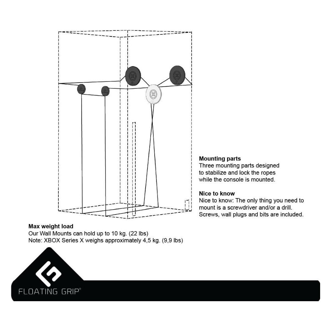Floating Grip Xbox Series X wall mount Bundle Black (Xbox Series X) (FG7000)