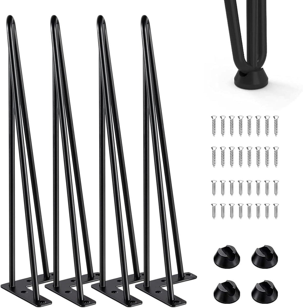 Haarspeld Tafelpoten - Zwarte Metalen Meubelpoten - Hoogte: 40 cm