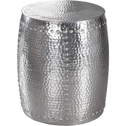 BEISTELLTISCH – Rund Aluminium Silber Hammerschlag 42x49x42 cm orientalisch klein