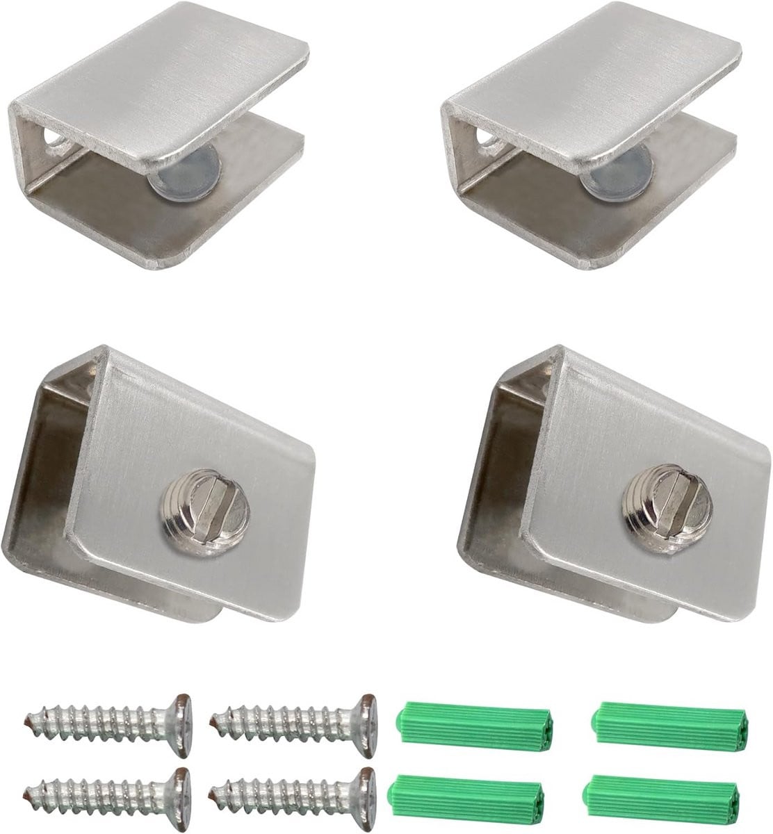 4x Verstelbare Glasklemmen RVS voor Planken en Glas, Dikte: 5-8 mm