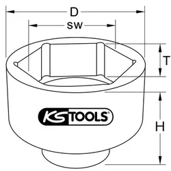 1" Achsmuttern-Schlüssel, 8-kant, kurz, 115 mm