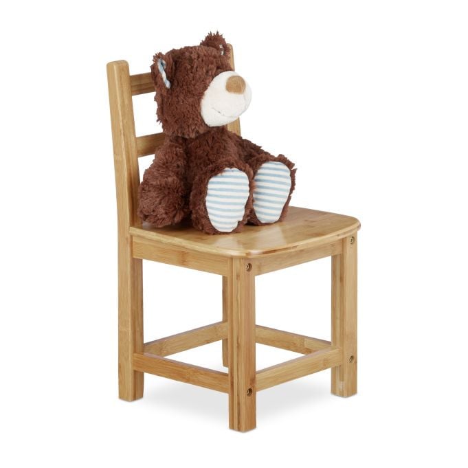 Relaxdays Kinderstoel RUSTICO van bamboe, Bruin, H 50 x B 28,5 x D 26,5 cm