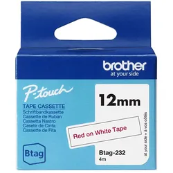 Brother BTAG-232 Etiketten erstellendes Band Rot aud Weiss