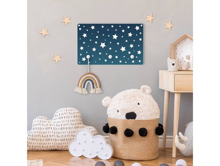 Patère enfants Étoiles dans la nuit 40 x 25 x 1cm Bleu