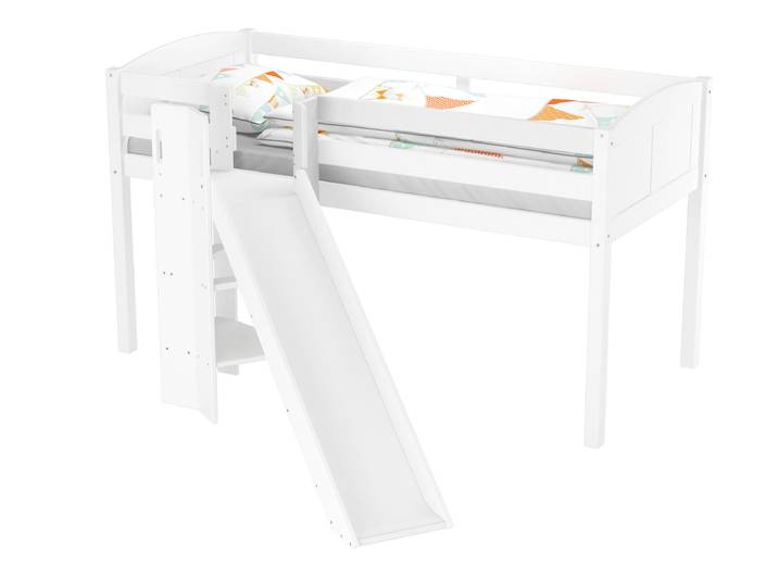 Schönes Spielbett für Kinder mit Rutsche 90 x 200 cm Kiefer Weiß