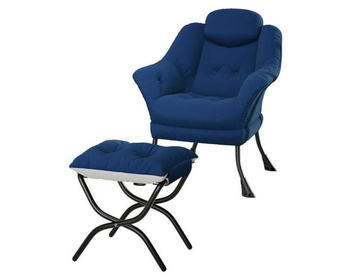 Fauteuil en daim avec pouf - LUNSY - Revêtement en daim - Pouf pliable inclus - Housse amovible et lavable