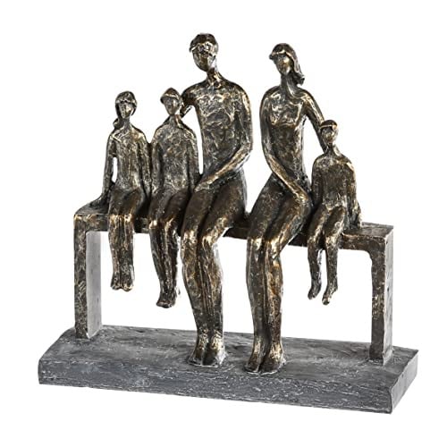 Casablanca We Are Family Sculptuur – Modern Decoratiebeeld in Grijs en Brons, Kunsthars, B 28 x D 28 x H 11 cm