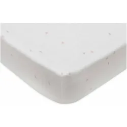 Jollein, Fixleintuch Babybett, Fix-Leintuch Twinkling Wild Rose 120 x 60 cm, Weiss (120 x 60 cm)