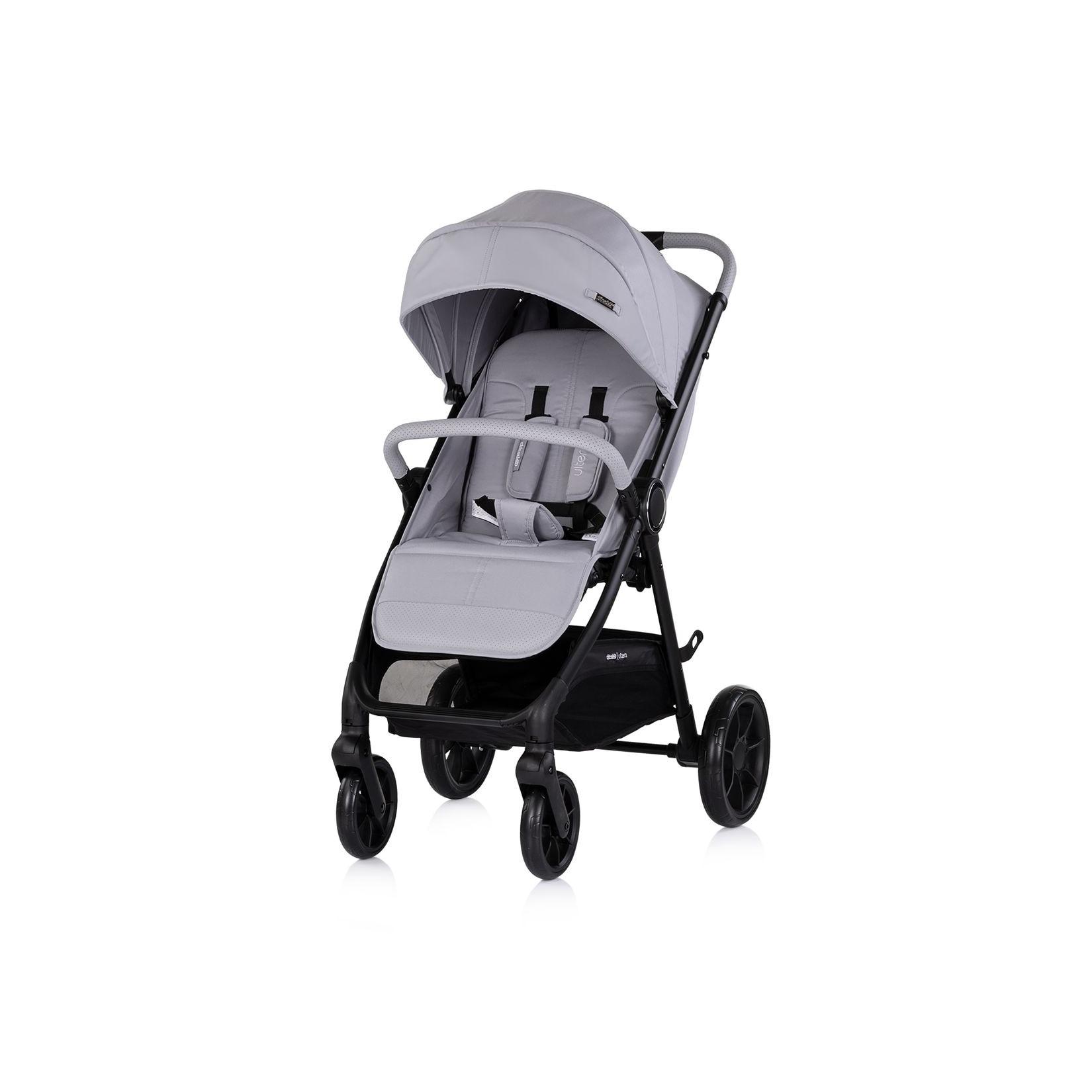 Chipolino Kinderwagen Ultera Buggy klappbar Korb Federung Hinterradbremse Gurt hellgrau