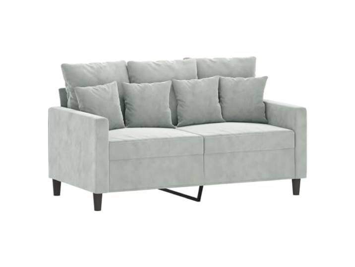 KTHLBRH 3-teiliges Sofa-Set aus hellgrauem Samt 2-Sitzer-Sofas, Fußstütze, 16 Kissen, Rahmen aus Sperrholz