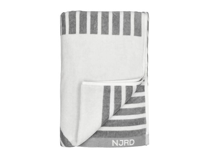 NJRD Serviette de bain rayée 100x150 cm Gris