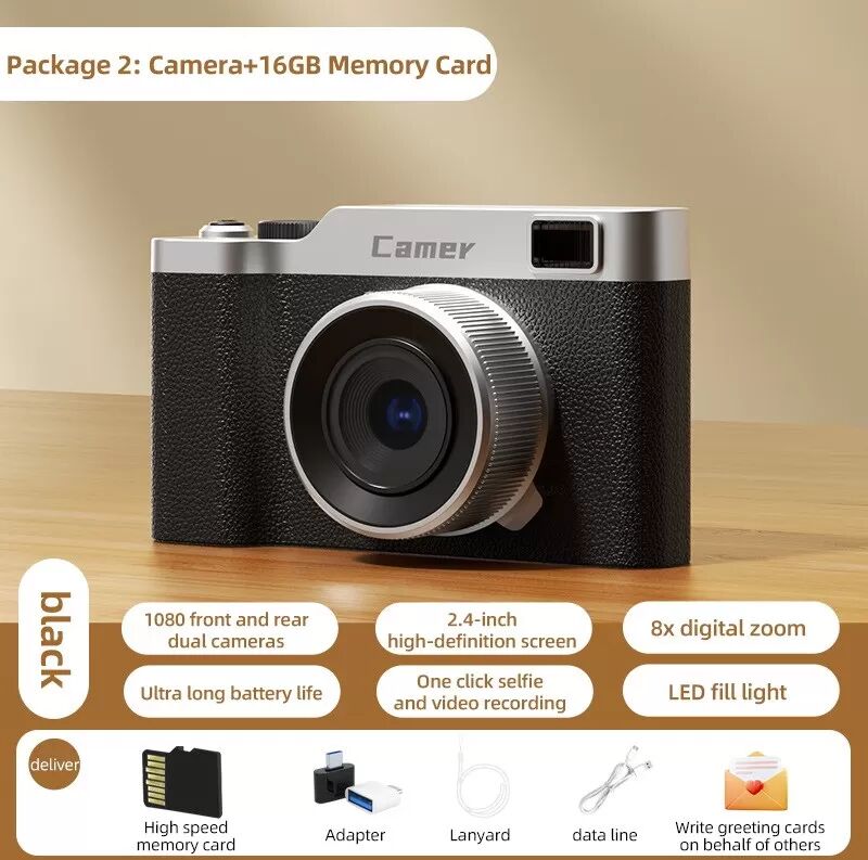 INF Kompakte Digitalkamera mit 5x optischem Zoom und 1080p Videoaufnahme Schwarz