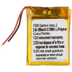 Akku für Garmin Venu 2, Li-Polymer, 3,8V, 200mAh, 0,76Wh – Perfekter Ersatzakku für Ihre Garmin Venu 2