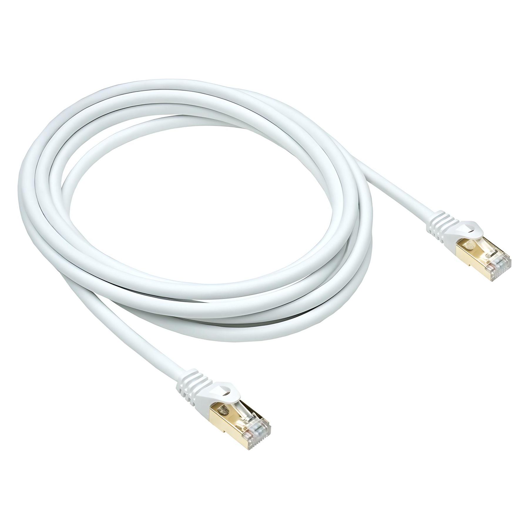 Dinic Premium Cat.7 Patchkabel, LSZH, 2x RJ45 Stecker, Kupfer, weiss, 50m (S/FTP, CAT7, 50 m) (C7-50)