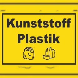 HB-Druck Kunststoff Plastik Mülltrennung Schild Text Symbol shopping bag waagerecht A5 Rückseite selbstklebend