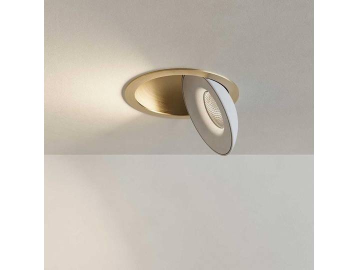 s.luce Led-Einbauleuchte Santa Deep Gold/Weiß Neutralweiß, Goldfarben, Weiß, Metall, Rund, LED integrated, 13.8x4x13.8 cm, Lampen & Leuchten, Innenbeleuchtung, Spots & Strahler, Deckenspots
