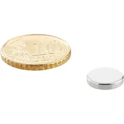 100 Scheibenmagnet, 10 mm, 2,0 mm, N35, 100 Stück, Neodym, silber