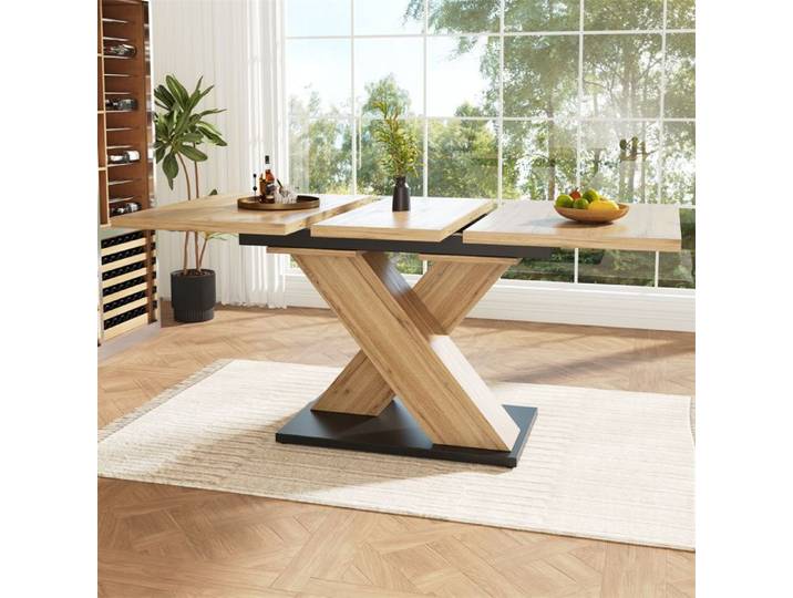 Table à Manger Extensible en Bois Table Carrée Extensible 4 a 6 Personne Table de Salle à Manger avec Rallonge Bois Naturel