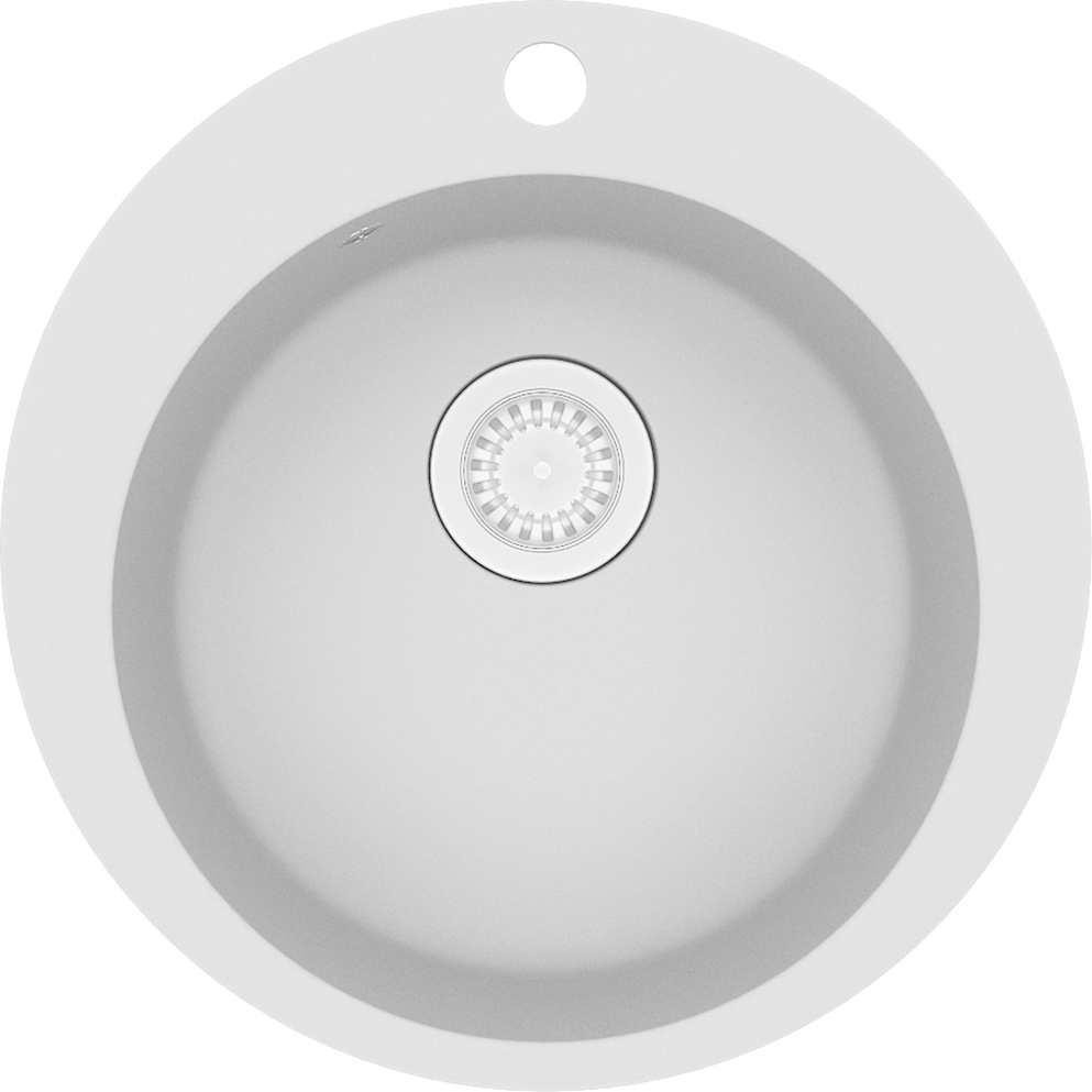 vidaXL Granieten spoelbak, enkele kom, rond, wit