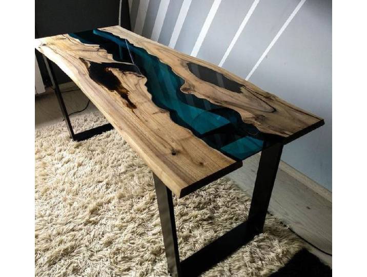 Xlmoebel Konsolentisch Eleganter Sideboard-Tisch aus massivem Holz mit Epoxidharz-Veredelung (Konsolentisch), Hergestellt in Europa
