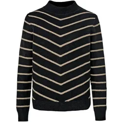 Tchibo - Gestreifter Strickpullover mit Stehkragen - Damen - Gr. M - schwarz/gestreift