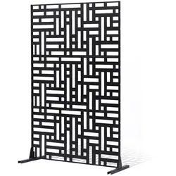 VEVOR Paravent, 120x50,8x193 cm, Sichtschutz für den Außenbereich, freistehende Trennwand mit Ständer, dekorativer Raumteiler aus Stahl für Balkon, Terrasse, Innenbereich, Whirlpool, Schwarz