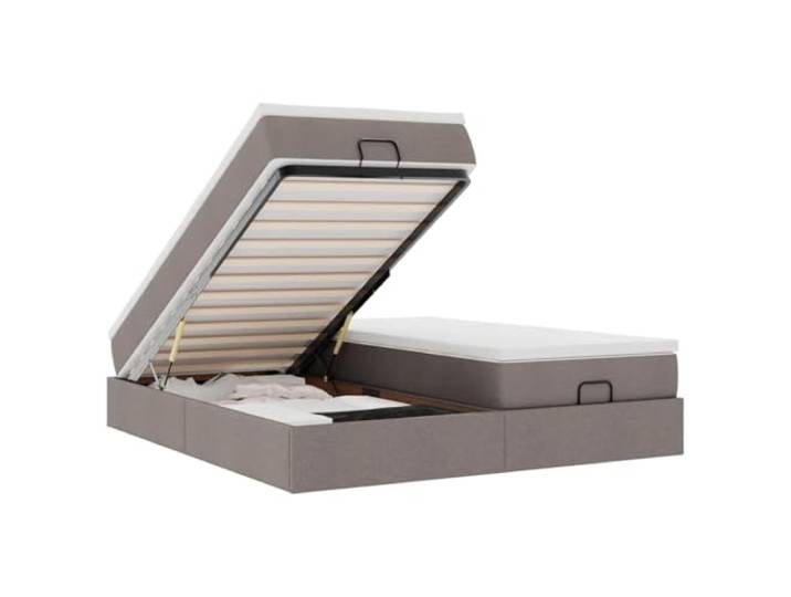 KTHLBRH Sitzsack mit Matratzen, Taupe, 200 x 200 cm, Stoff Polyestergewebe, Taschenfedern, Stauraum, hydraulisches Heben, Latten inklusive, zwei unabhängige Lattenroste