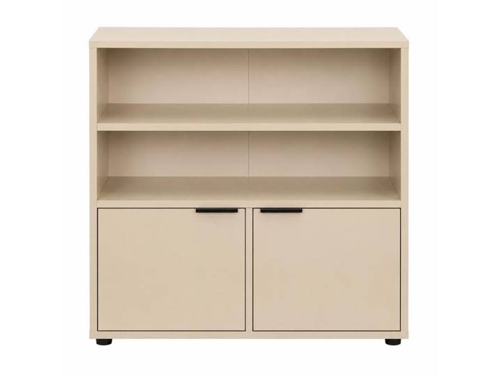 Commode - JUANIO - Juanio - 2 portes & 2 étagères ouvertes - Beige - 60x28x60 cm