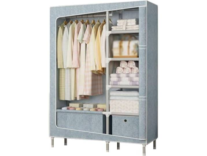 LoiYtrd Tragbarer Stoffschrank aus Stahl, stapelbar, Schlafzimmer(E,105cm)