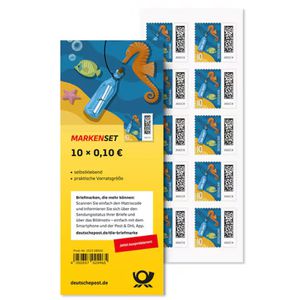 DeutschePost Briefmarken Set, 10 Stück à 10cent, Flaschenpost, Ergänzungsmarke, selbstklebend