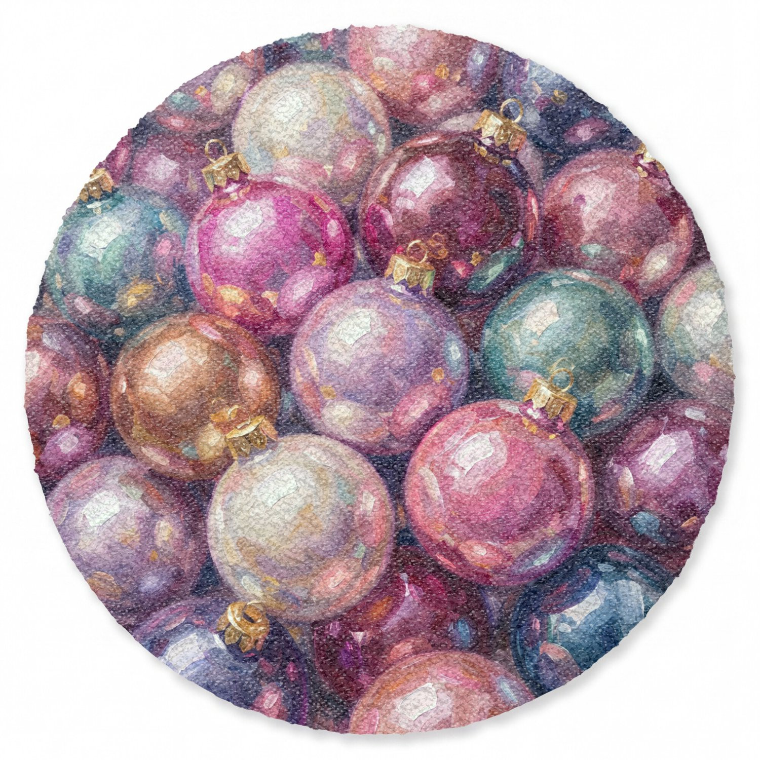 MuchoWow Ronde Deurmat met Kerstdecoratie - Kleurrijk - Diameter: 90 cm
