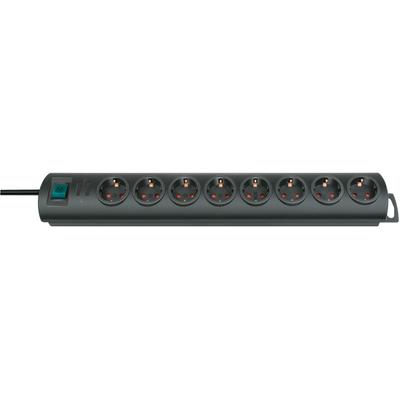 Steckdosenleiste BRENNENSTUHL "Primera-Line", schwarz, B:8cm H:54cm T:6cm, Steckdosenleisten, mit Schalter und 90 Anordnung der Steckdosen